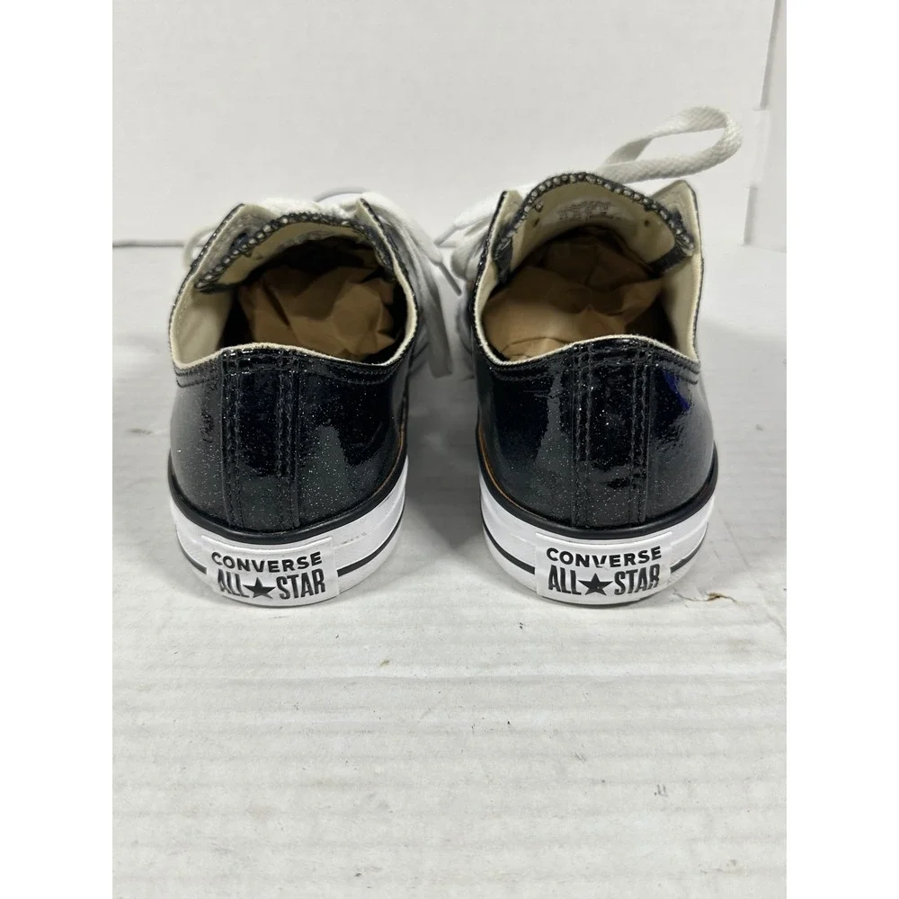 Converse Chuck Taylor All Star Black Glitter Patent Low Top Sneakers 562482C 9.5